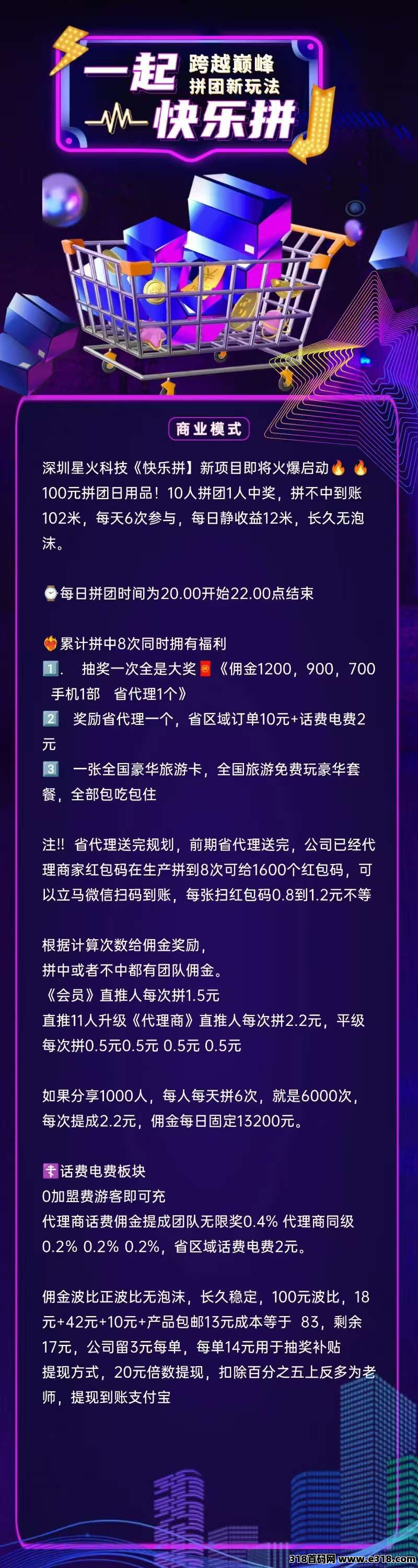 【快乐拼】正波比天花板，拼团全新玩法，长久稳定无泡沫