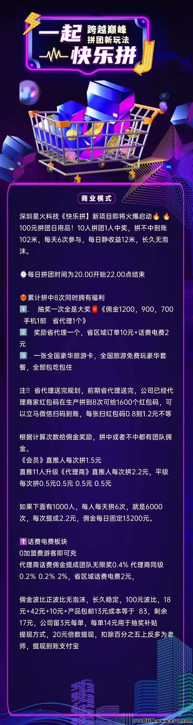【快乐拼】全新模式，长期稳定项目，团队收益非常给力！